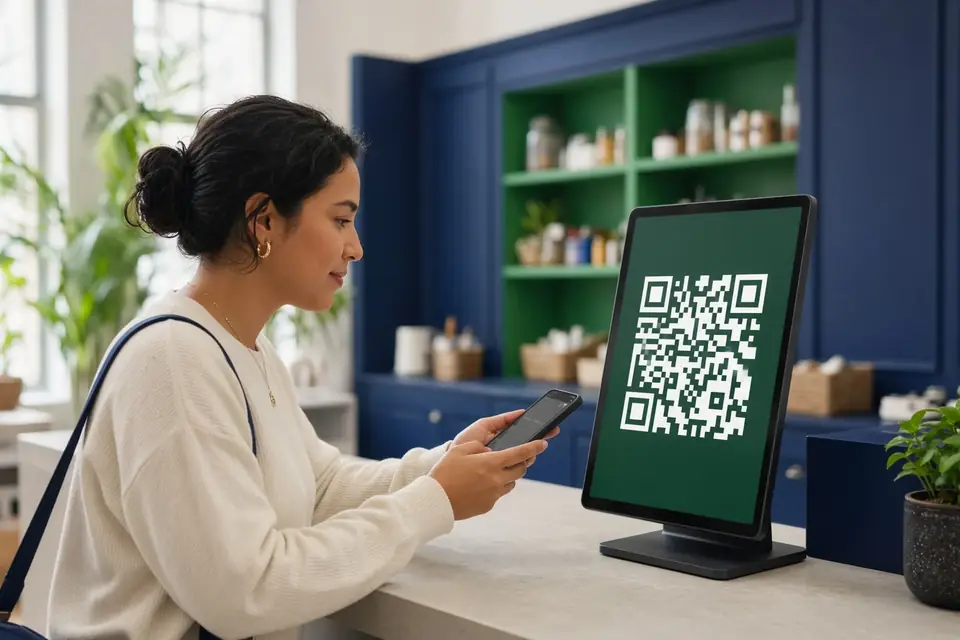 Cliente escanea un Código QR de CoDi en el punto de cobro